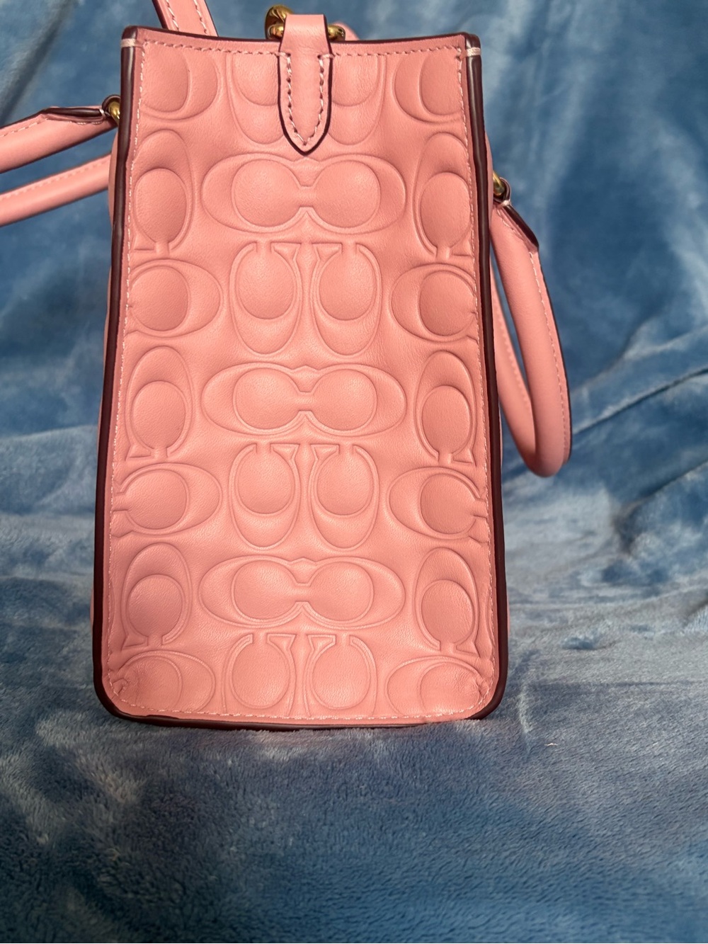 Coach Pink Embossed Signature Leather Satchel with Gold Hardware charm not inc. - Picture 5 of 6